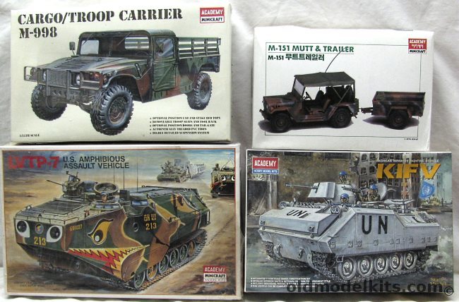 Academy 1/35 1326 M-151 Mutt 4 WD Utility & Trailer / 1362 M998 Cargo Troop Carrier / 1385 KIFV Korean Infantry Fighting Vehicle K200 / 1344 LVTP-7 plastic model kit